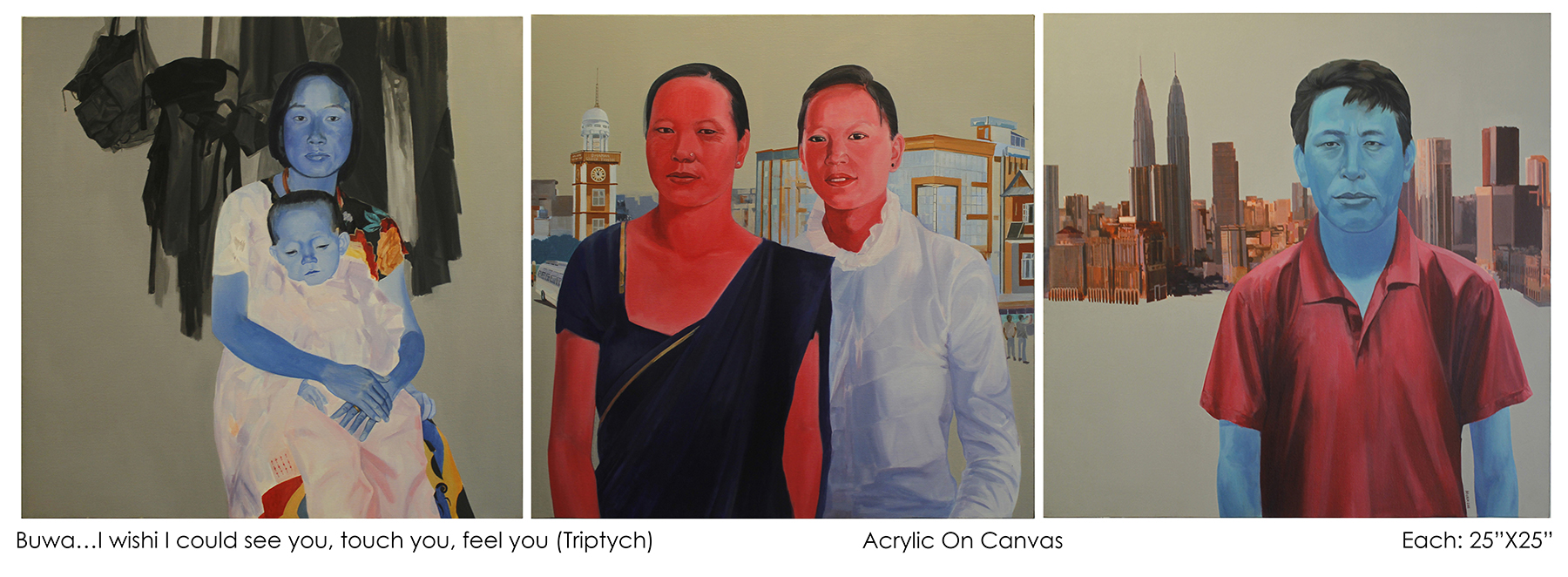 Buwa... I wish I could see you, touch you, and feel you (Triptych) 2015